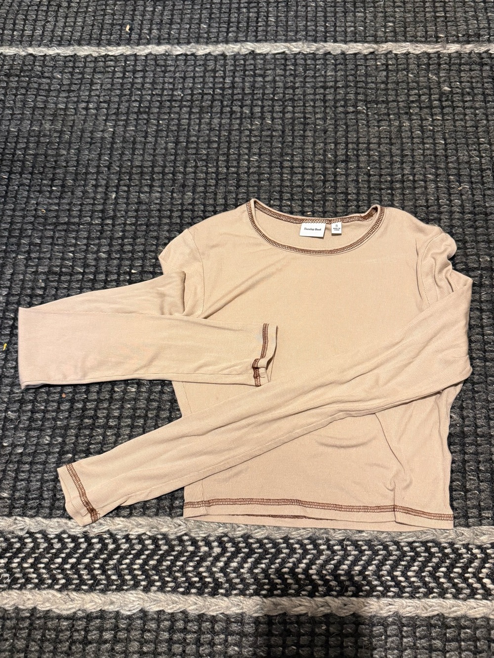 Sunday Best Beige Long Sleeve Cropped Top